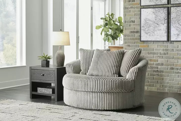 Lindyn Fog Oversized Swivel Accent Chair