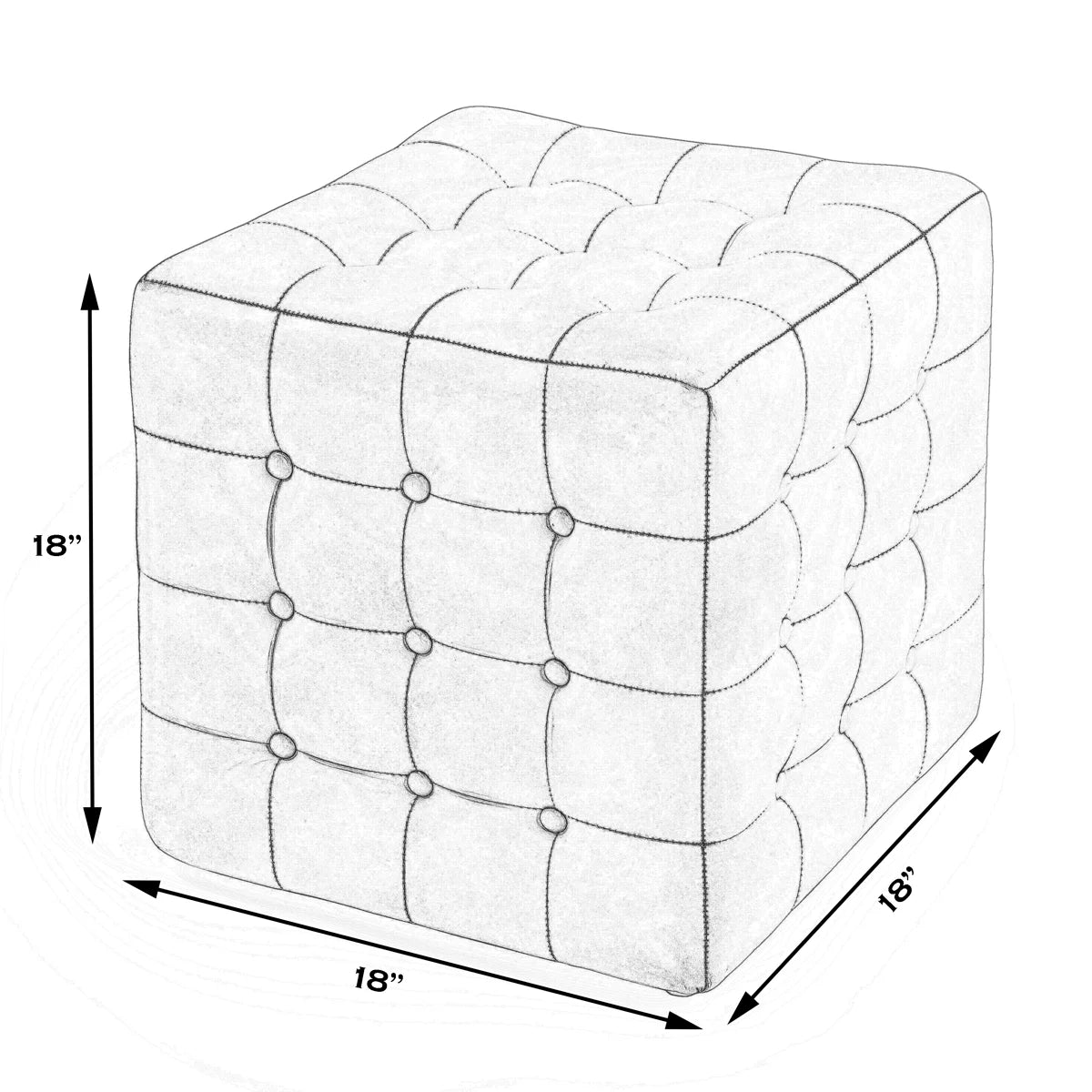 Leon Button Tufted Leather Ottoman